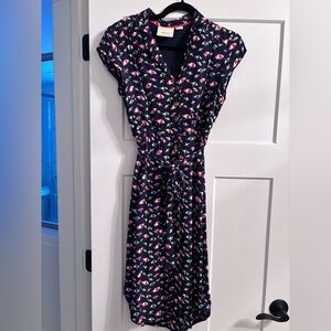 Maeve Navy Dress with Pink and White Pattern